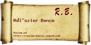 Röszler Bence névjegykártya
